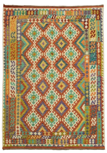 Reversible Wool Kilim Oriental Area Rug 7x10