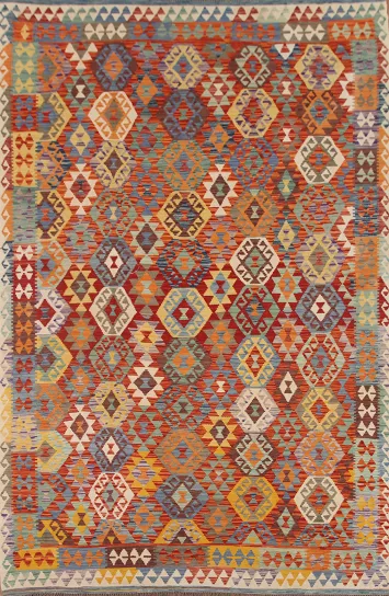 Hand-Woven Wool Kilim Oriental Area Rug 8x11