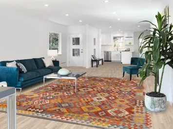 Hand-Woven Wool Kilim Oriental Area Rug 8x11