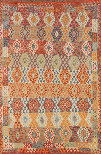 All-Over Geometric Kilim Oriental Area Rug 8x11