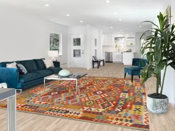 Geometric Wool Kilim Oriental Area Rug 8x11