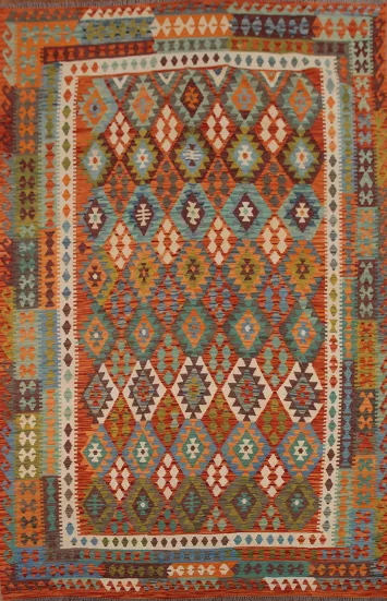 All-Over Geometric Kilim Oriental Area Rug 8x11