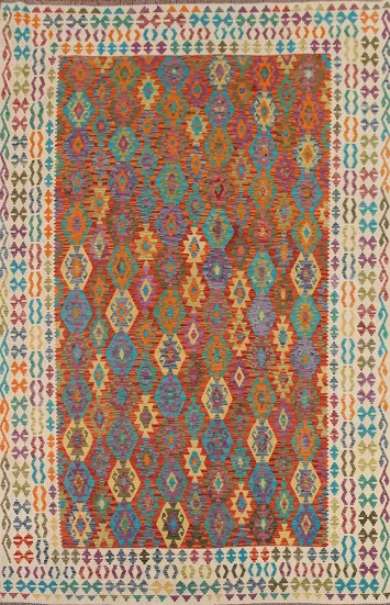 Reversible Wool Kilim Oriental Area Rug 9x11