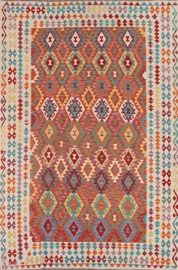 Geometric Wool Kilim Oriental Area Rug 8x11