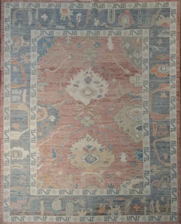 Vegetable Dye Muted Color Oushak Turkish Area Rug 7x8