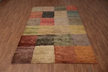 Multicolor Patchwork Rug: Vibrant Squares for a Modern Living Space 6x10