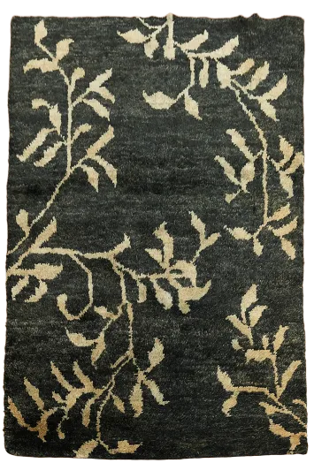 Black Abstract Oriental Area Rug 5x8