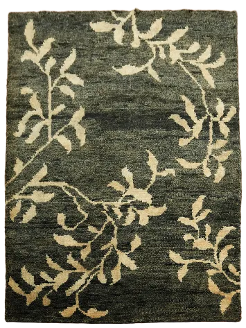 Black Abstract Oriental Area Rug 5x7