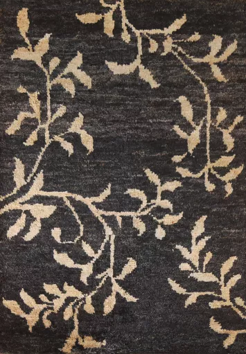 Black Floral Oriental Area Rug 5x7