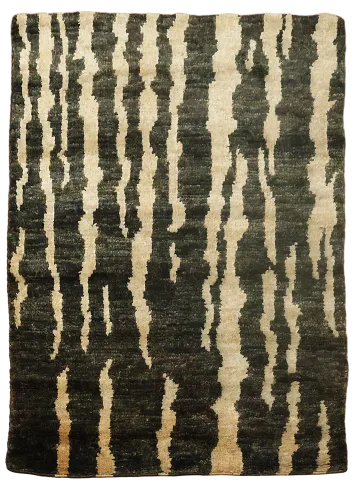 Black Abstract Oriental Area Rug 5x6