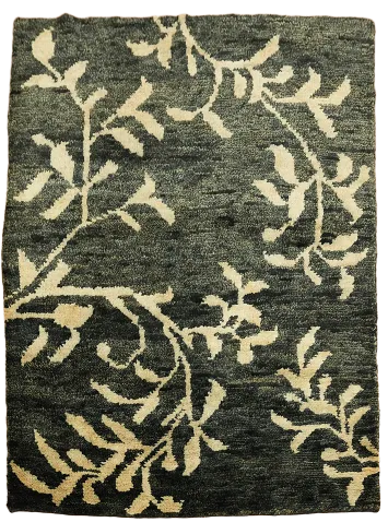 Floral Black Abstract Oriental Rug 5x7