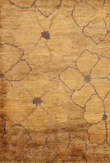 Floral Gold Oriental Area Rug 5x6