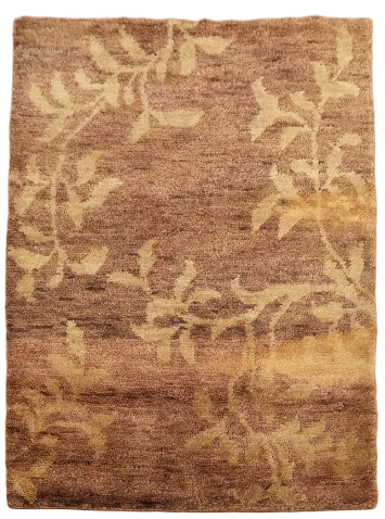 Leafy Brown Rug for Natural Themed Interiors 5x7 ft
