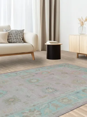 Wool Oushak Vegetable Dye Area Rug 5x8