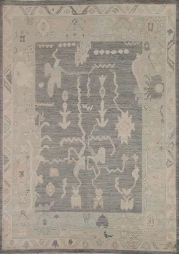 Gray Oushak Vegetable Dye Area Rug 8x10