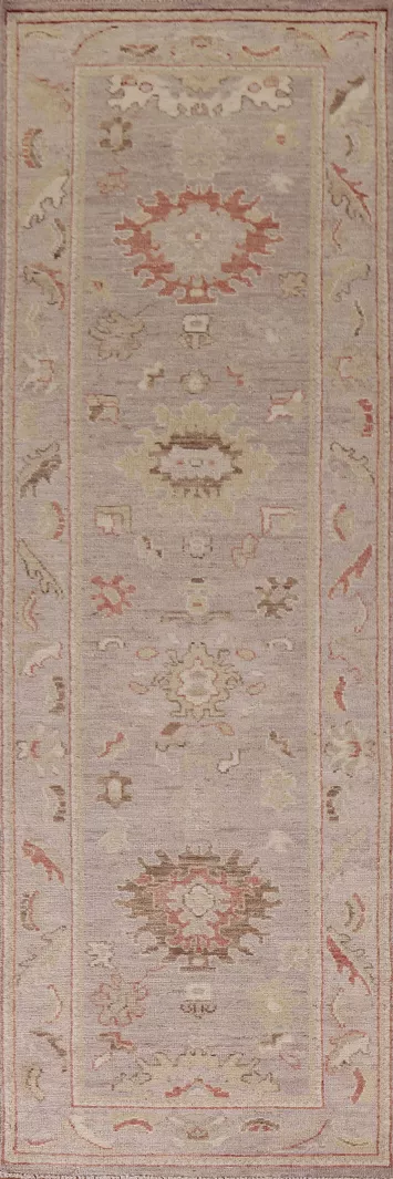 Vegetable Dye Oushak Turkish Runner Rug 3x10