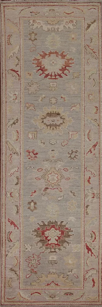Vegetable Dye Oushak Turkish Runner Rug 3x10