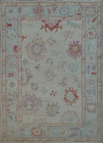 Floral Oushak Vegetable Dye Area Rug 4x6