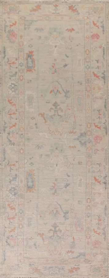 Vegetable Dye Oushak Turkish Runner Rug 4x12