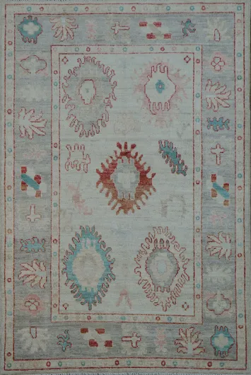 Vegetable Dye Oushak Turkish Area Rug 4x6