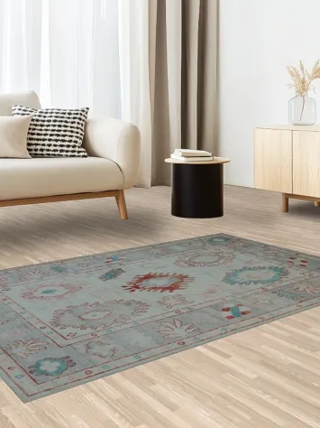 Vegetable Dye Oushak Turkish Area Rug 4x6