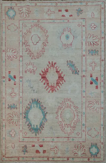 Vegetable Dye Oushak Turkish Area Rug 4x6