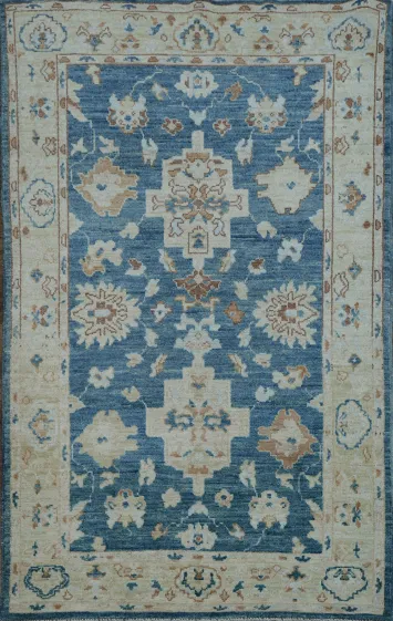 Vegetable Dye Oushak Turkish Area Rug 4x6