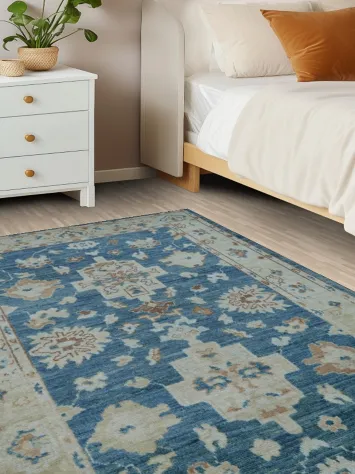 Vegetable Dye Oushak Turkish Area Rug 4x6