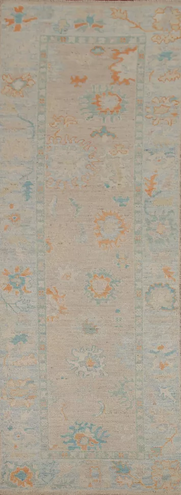 Oushak Vegetable Dye Runner Rug 3x10