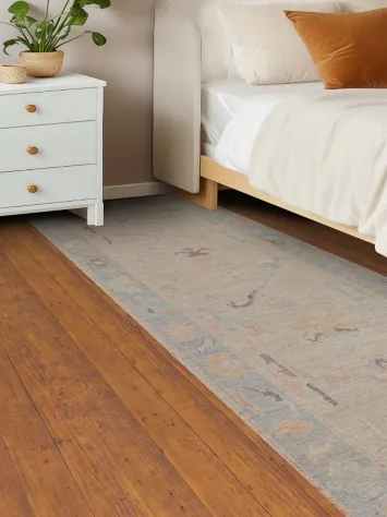 Vegetable Dye Oushak Turkish Runner Rug 3x10