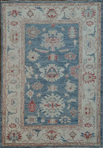 Blue Oushak Vegetable Dye Area Rug 4x6