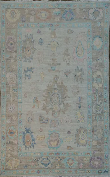 Vegetable Dye Oushak Turkish Area Rug 4x6