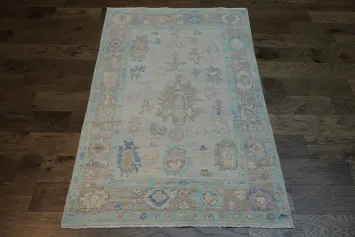 Vegetable Dye Oushak Turkish Area Rug 4x6