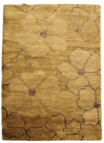 Floral Gold Abstract Oriental Area Rug 5x6