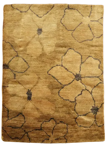 Floral Gold Abstract Oriental Area Rug 5x7