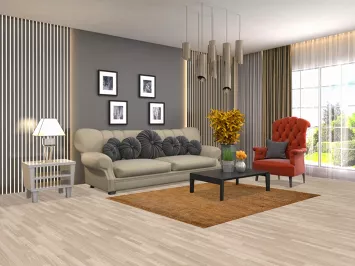 Gold Modern Oriental Area Rug 5x6