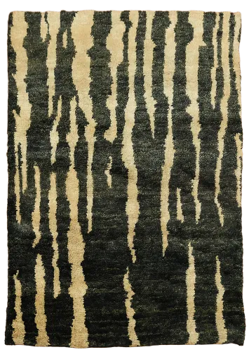Black Abstract Oriental Area Rug 5x6