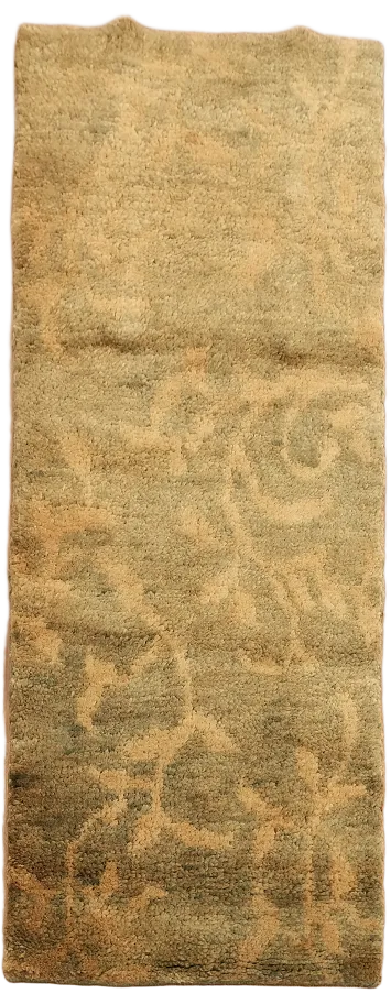 Hand-Knotted Gold Oriental Runner Rug 3x7