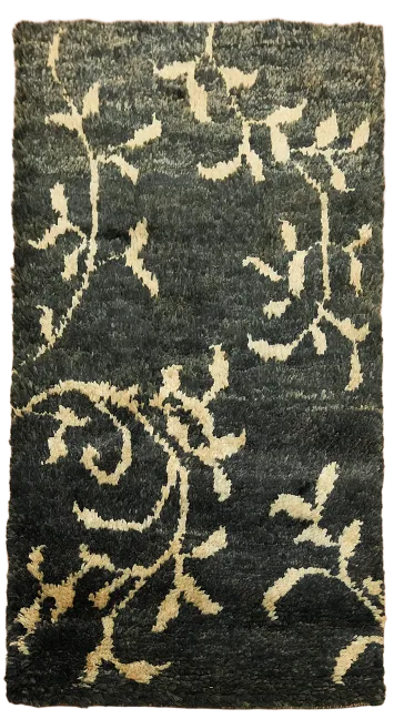 Black Floral Moroccan Oriental Area Rug 3x5
