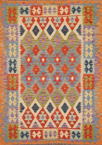 Reversible Wool Kilim Oriental Area Rug 5x6
