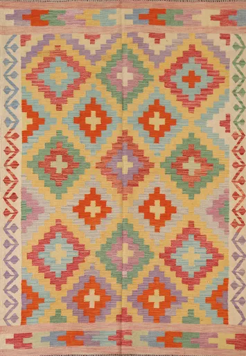 Reversible Wool Kilim Oriental Area Rug 5x7