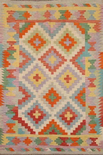 Reversible Wool Kilim Oriental Area Rug 5x7