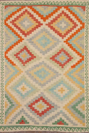 Reversible Wool Kilim Oriental Area Rug 5x7