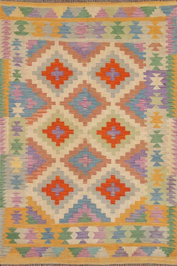 Geometric Wool Kilim Oriental Area Rug 5x7