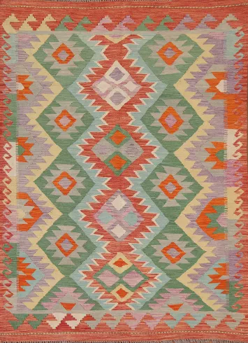Reversible Wool Kilim Oriental Area Rug 5x7