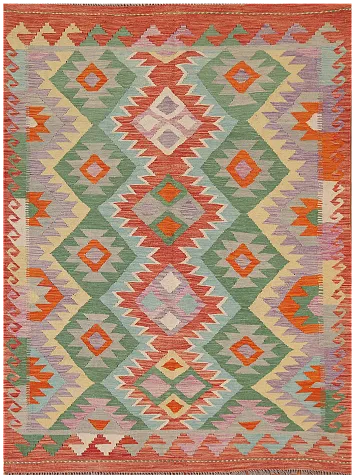 Reversible Wool Kilim Oriental Area Rug 5x7