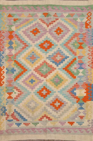 Reversible Wool Kilim Oriental Area Rug 5x7