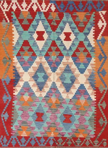 Reversible Wool Kilim Oriental Area Rug 5x6