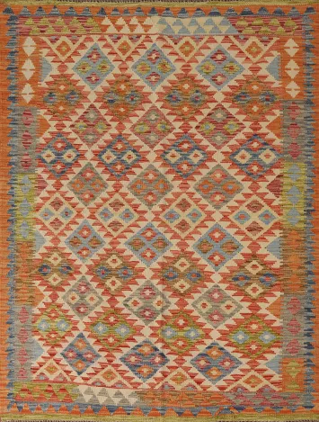 Reversible Wool Kilim Oriental Area Rug 5x6