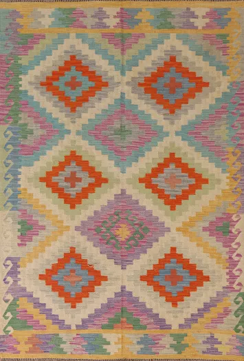 Reversible Wool Kilim Oriental Area Rug 5x7